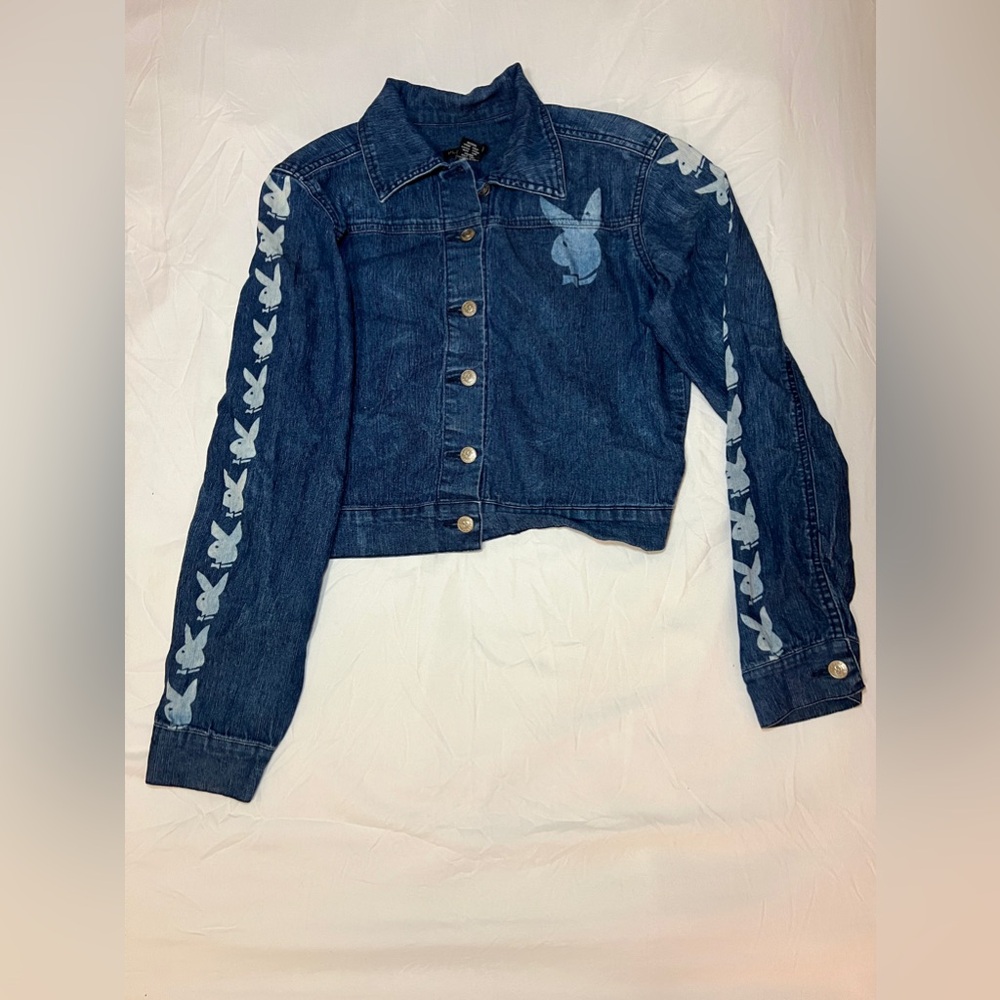 vintage playboy cropped denim jacket